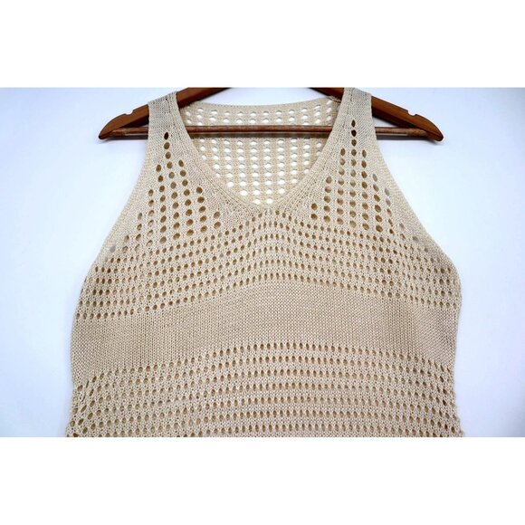 Cupshe Sleeveless Beige Crochet Knit Beach Cover-Up Dress M Summer - Picture 5 of 10